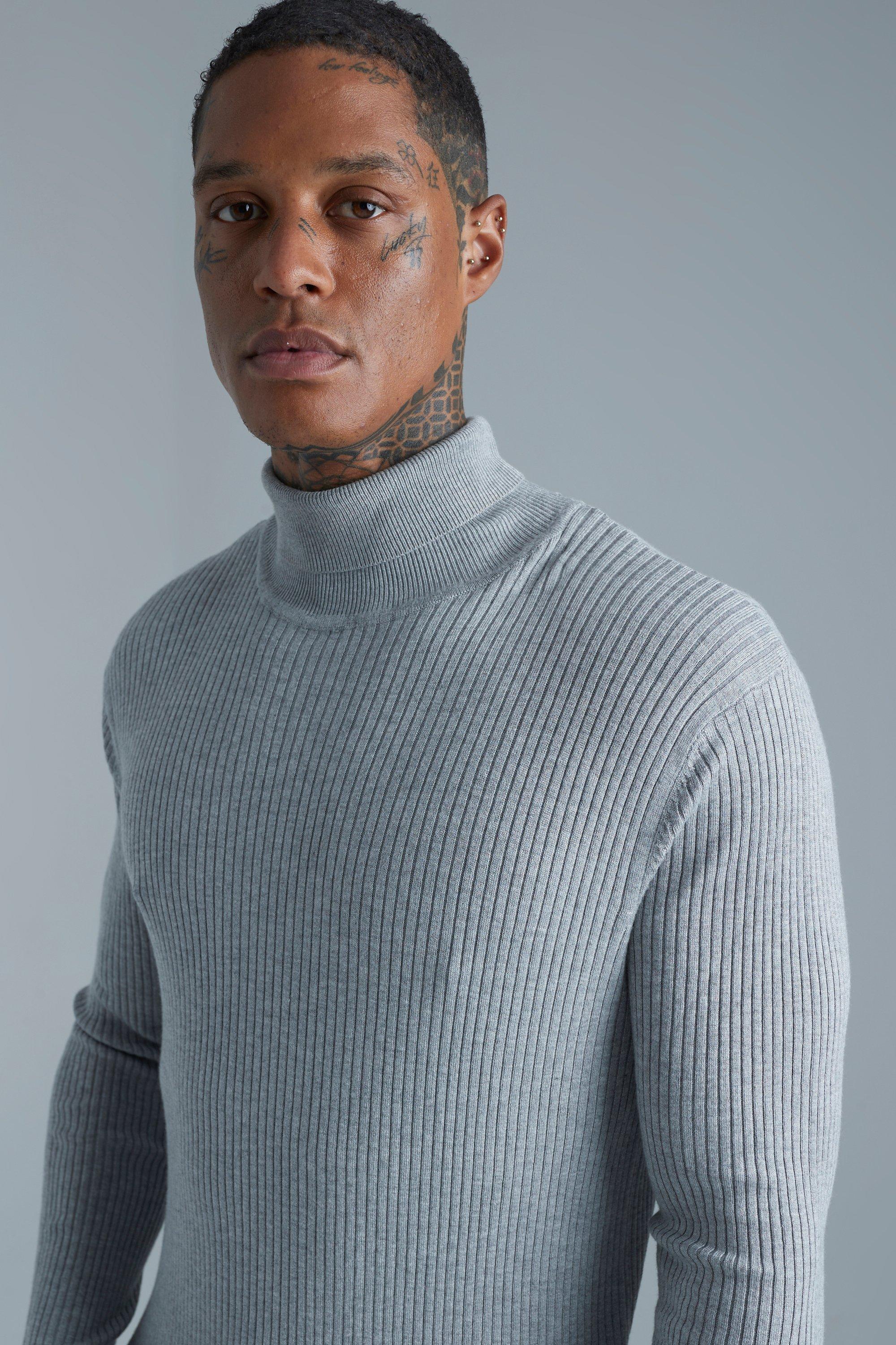 Grey ribbed jumper shop